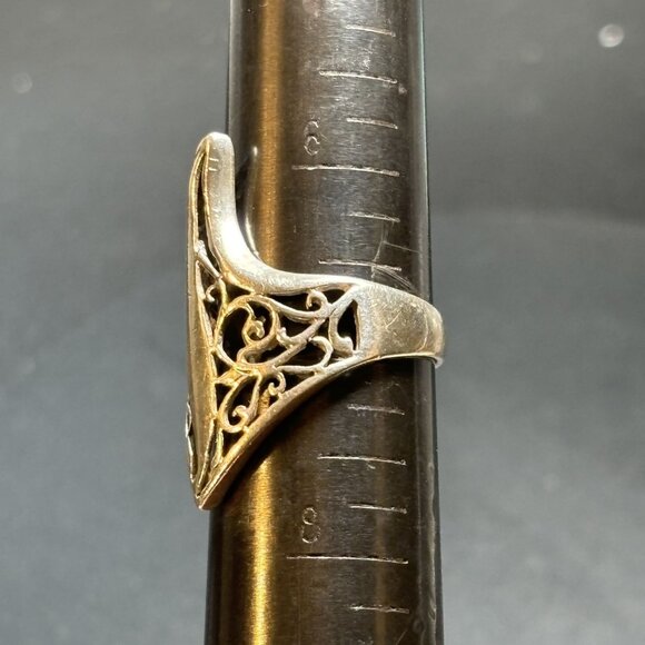 VTG Sterling Silver 925 Pierced Wavy Scroll Design Bold Statement Ring Size 7 - Picture 9 of 12